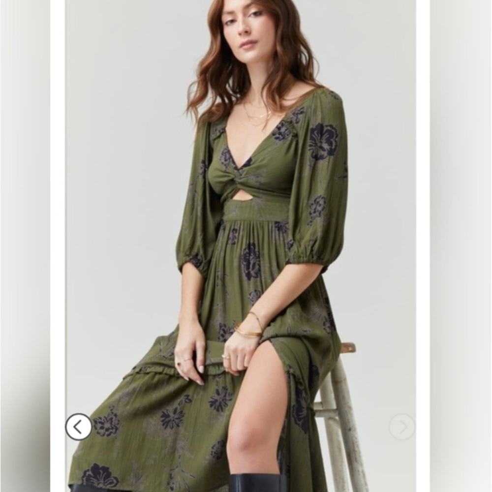 Boho Cottage Core Olive Dress NWT